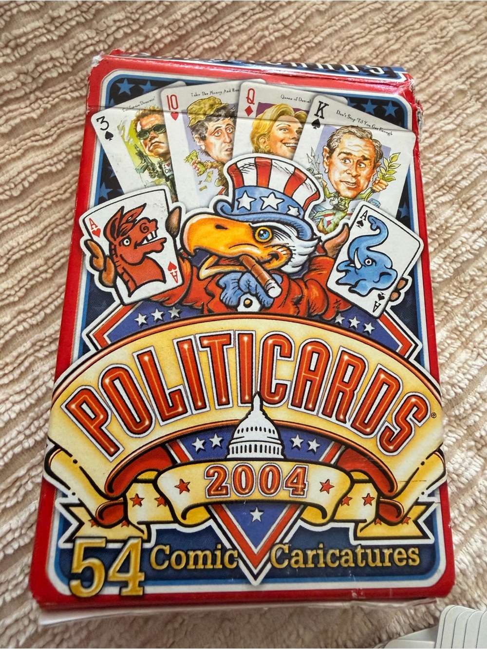 Politicards 2004 Comic Caricatures Playing Cards - Red & Blue- Never Used!